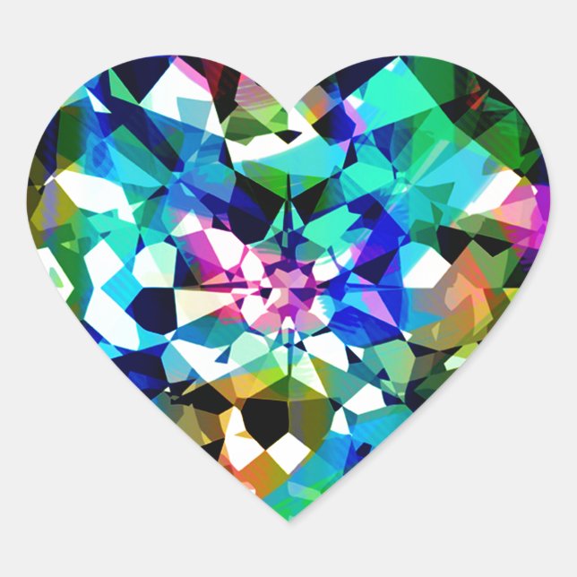 Colorful Diamonds Glitter Heart Sticker (Front)