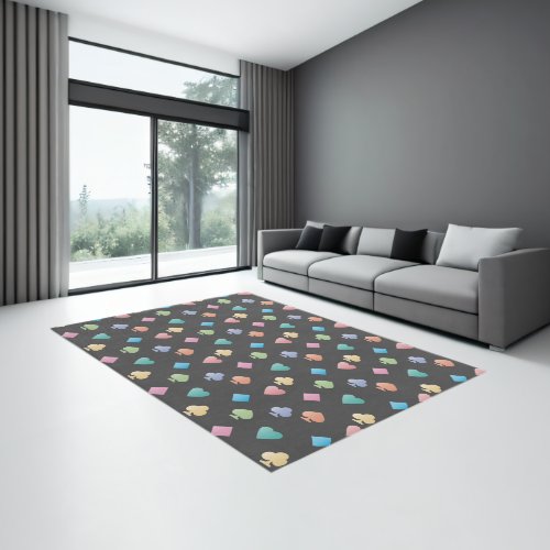 Colorful Diamonds Hearts Clubs and Spades Pattern Rug
