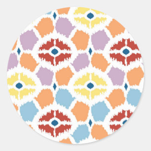 Colorful diamonds ikat geometric classic round sticker