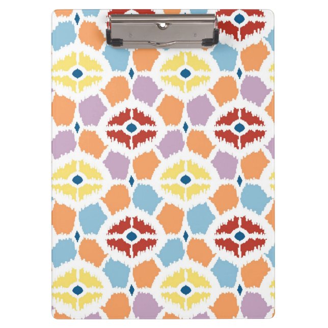 Colorful diamonds ikat geometric clipboard (Front)
