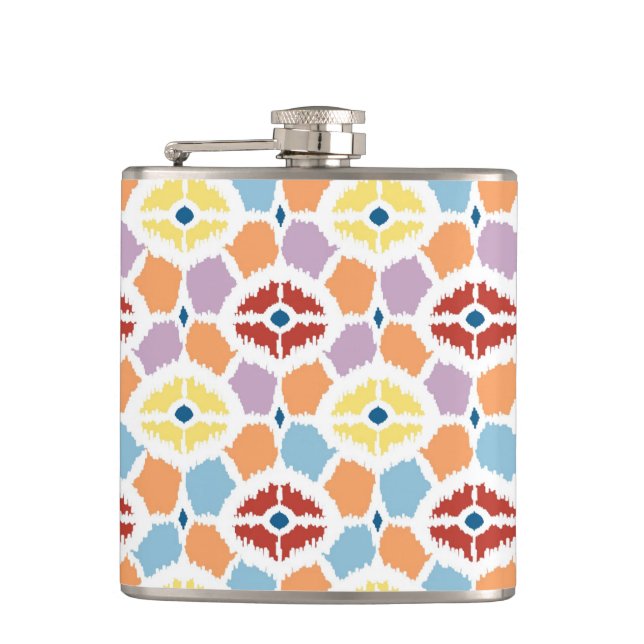 Colorful diamonds ikat geometric flask (Front)