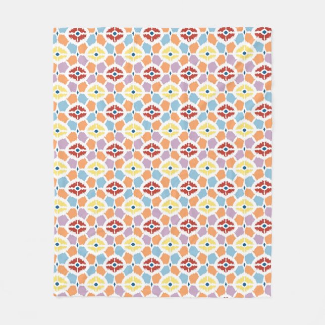 Colorful diamonds ikat geometric fleece blanket (Front)