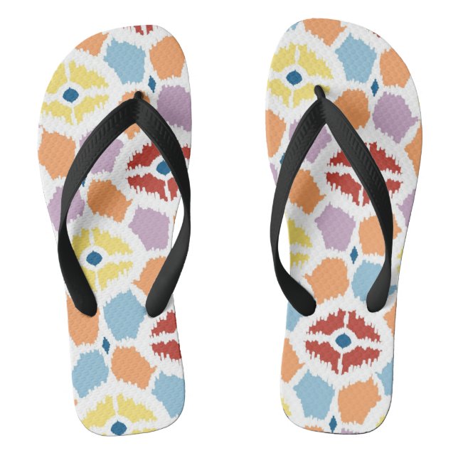 Colorful diamonds ikat geometric flip flops (Footbed)