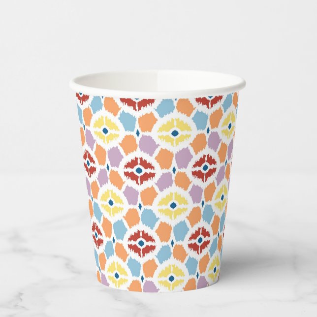 Colorful diamonds ikat geometric paper cups (Left)