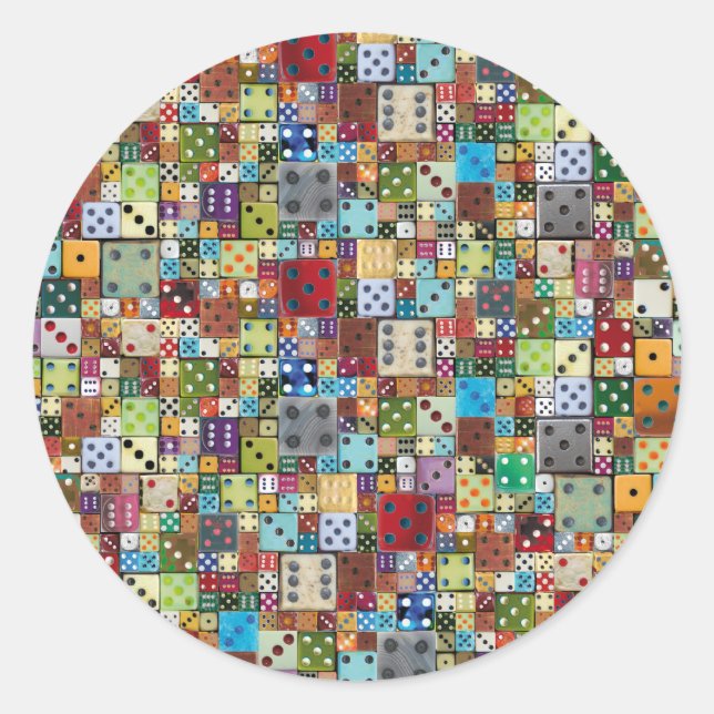 Colorful Dice Classic Round Sticker (Front)