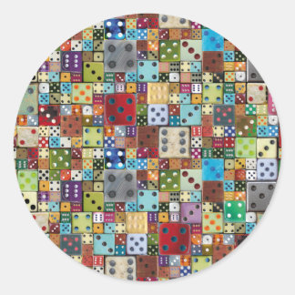 Colorful Dice Classic Round Sticker