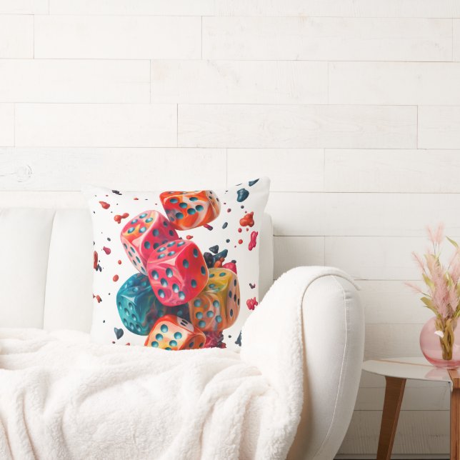 Colorful Dice Throw Pillow (Couch)