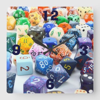 Colorful Dice Wall Clock by KKHPhotosVarietyShop at Zazzle