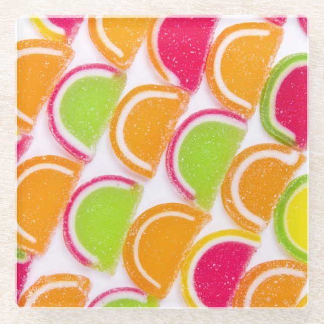 Colorful Different Jelly Candy Glass Coaster (Front)