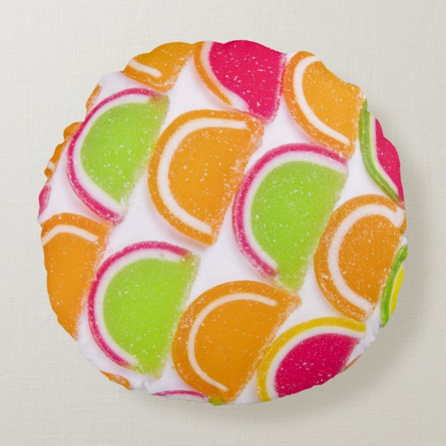 Colorful Different Jelly Candy Round Pillow (Front)
