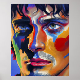 Colorful Digital Art Man Expressionism Portrait  Poster