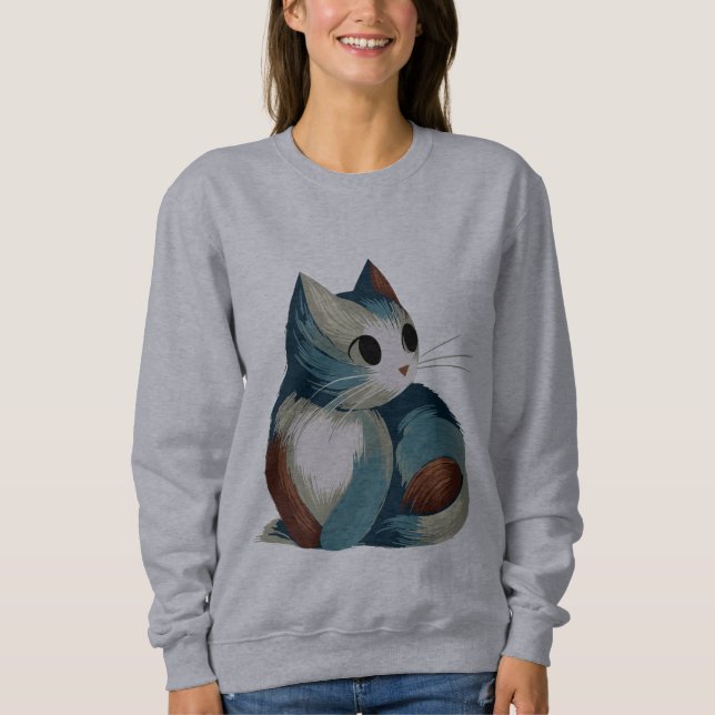 Colorful Digital Cat Art Sweatshirt (Front)