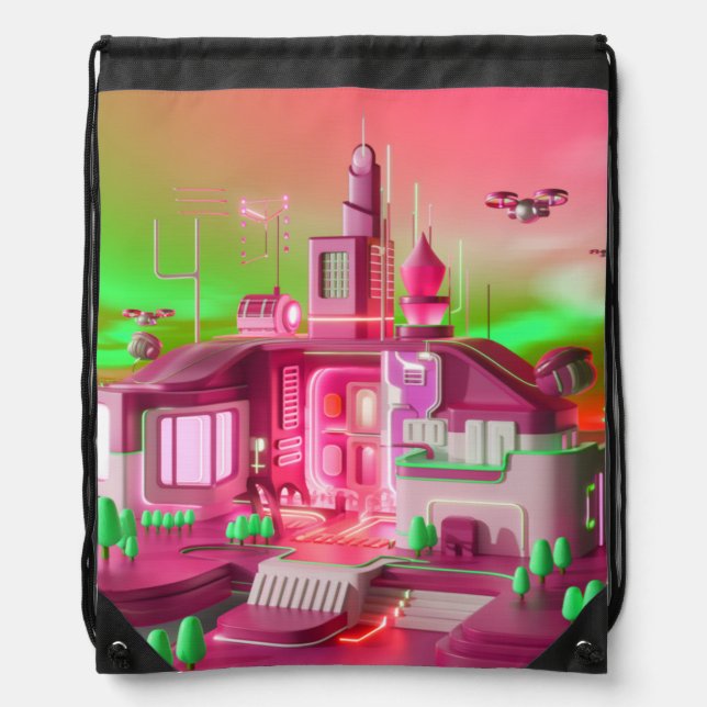 Colorful Digital Design Drawstring Backpack – Perf (Front)