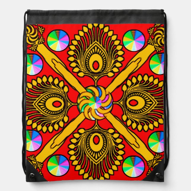 Colorful Digital Design Drawstring Backpack – Perf (Front)
