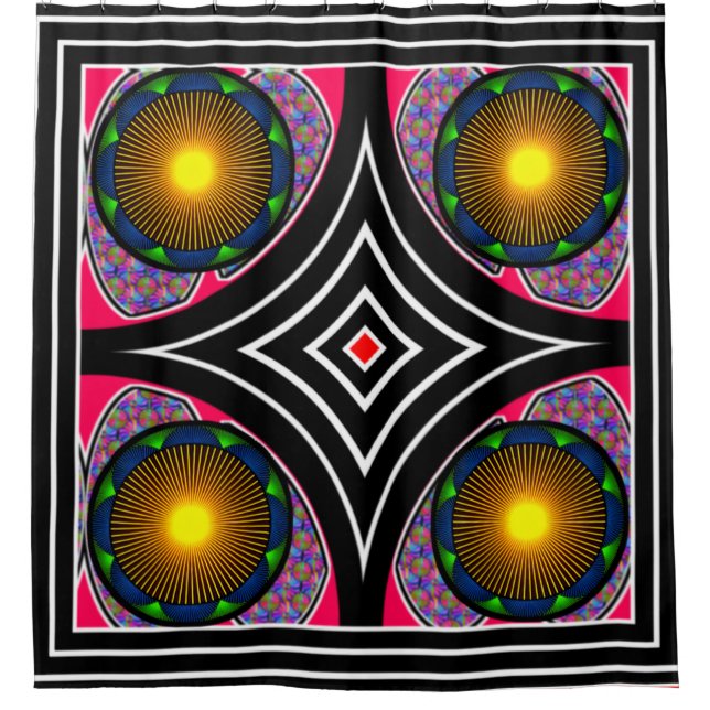 Colorful Digital Design Shower Curtain – Vibrant & (Front)