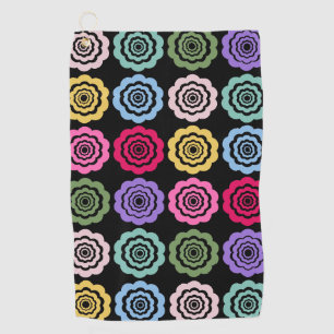 Colorful Digital Flower Pattern Golf Towel