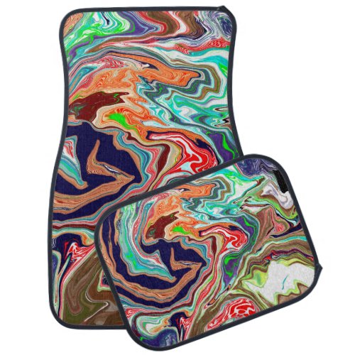 Colorful Digital Marble Abstract Modern Art  Car Floor Mat