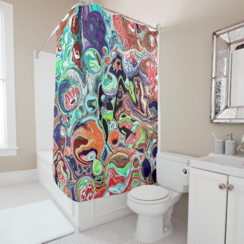 Colorful Digital Marble Abstract Modern Art    Shower Curtain