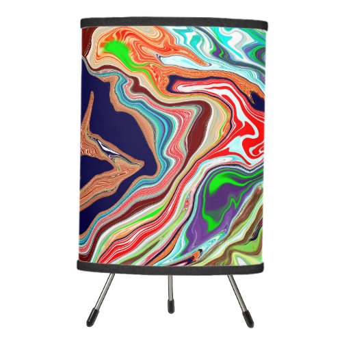 Colorful Digital Marble Abstract Modern Art Tripod Lamp