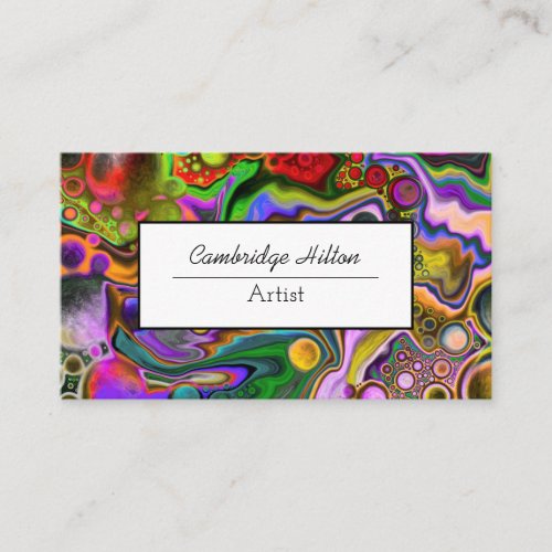 Colorful Digital Pour Painting Cells Fluid Art Business Card