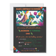 Colorful Dino Balloons Invite – Editable