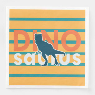 Colorful dino cartoon jurassic dinosaur T-rex Paper Dinner Napkins