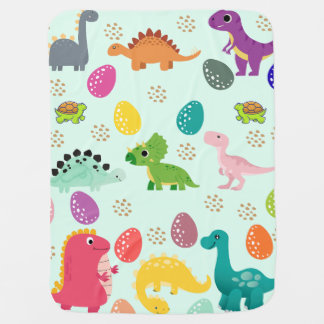 Colorful Dino Parade Baby Blanket