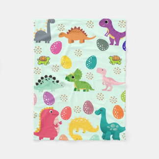 Colorful Dino Parade Fleece Blanket