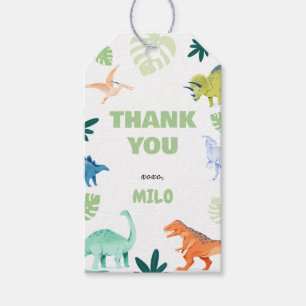 Colorful Dino Party Dinosaur Birthday Favor Tag