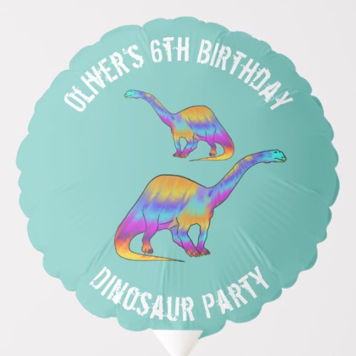 Colorful Dinosaur 6th Birthday Party Balloon