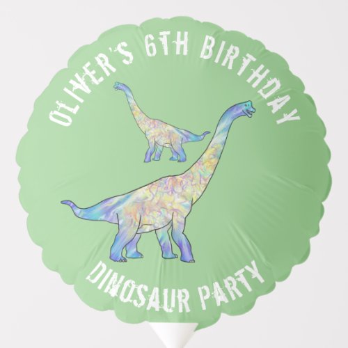 Colorful Dinosaur 6th Birthday Party Name Balloon
