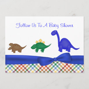 Colorful Dinosaur Baby Shower Invitation