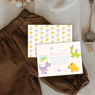 Colorful Dinosaur Balloon Party Books Baby Shower Enclosure Card