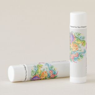Colorful Dinosaur Birthday Bash Favor Lip Balm