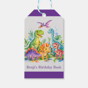 Colorful Dinosaur Birthday Bash Thank You Gift Tags