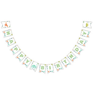 Colorful Dinosaur Birthday Bunting Dino Party Flags