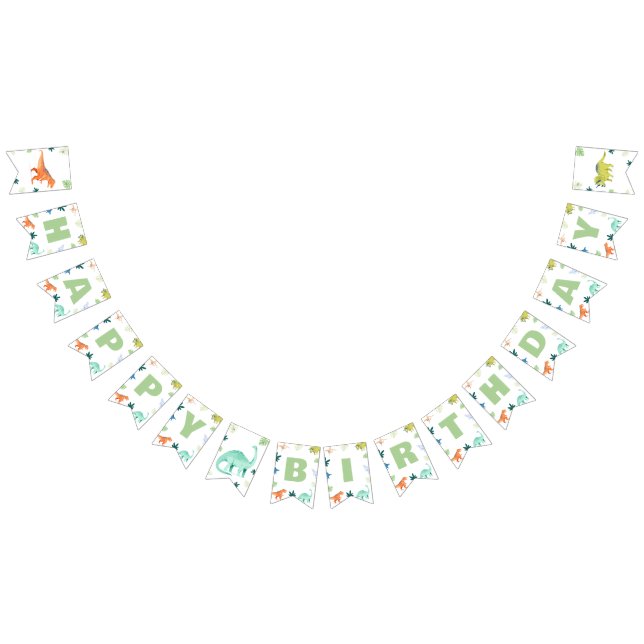 Colorful Dinosaur Birthday Bunting Dino Party Flags (All)