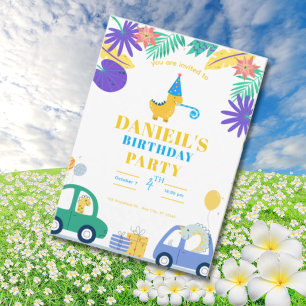 Colorful Dinosaur Birthday Invitation for Kids