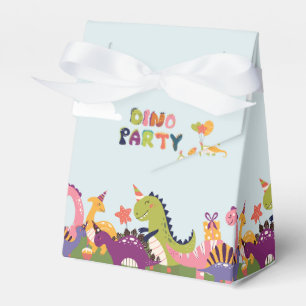 Colorful dinosaur birthday party favor boxes