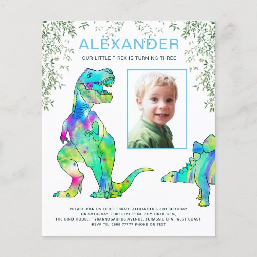 Colorful Dinosaur Birthday Party Flyer