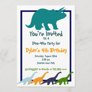 Colorful Dinosaur Birthday Party Invitations