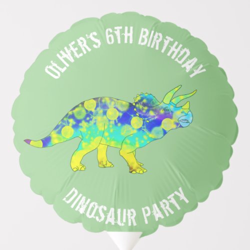 Colorful Dinosaur Birthday Party Name Balloon