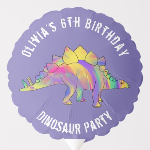 Colorful Dinosaur Birthday Party Name Balloon