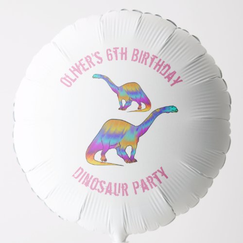 Colorful Dinosaur Birthday Party Name Balloon