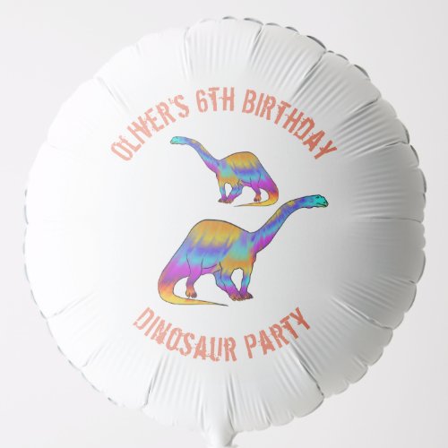 Colorful Dinosaur Birthday Party Name  Balloon