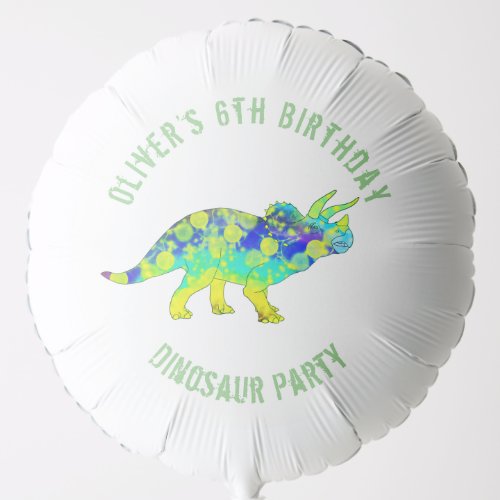 Colorful Dinosaur Birthday Party Personalized  Balloon