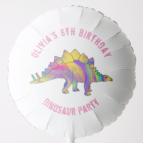 Colorful Dinosaur Birthday Party Pink Balloon