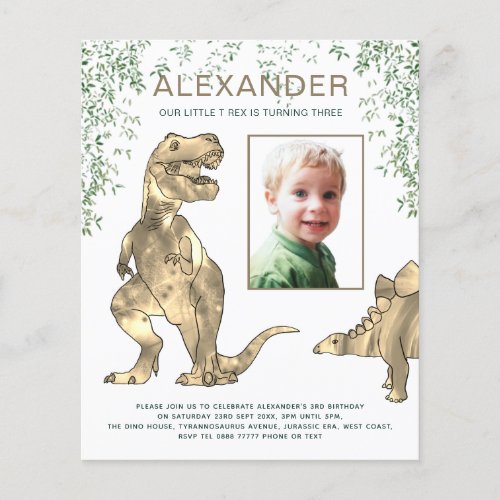 colorful dinosaur boys birthday party photo flyer