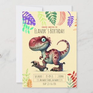 Colorful Dinosaur Boys & Girls Birthday Invitation