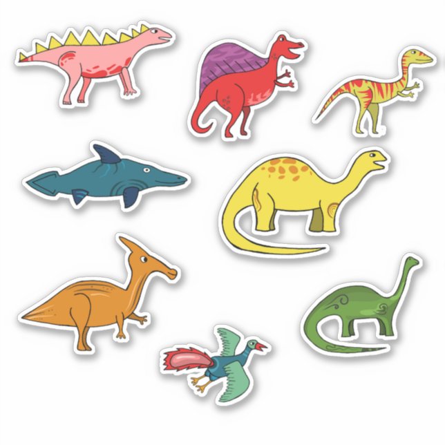 Colorful Dinosaur Children's Sticker (Front)